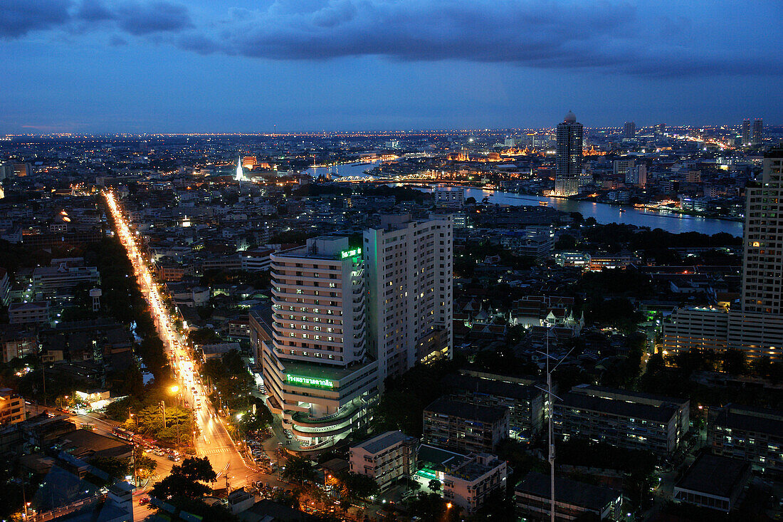 Skyline of Bangkok at night, Thailand, Asia