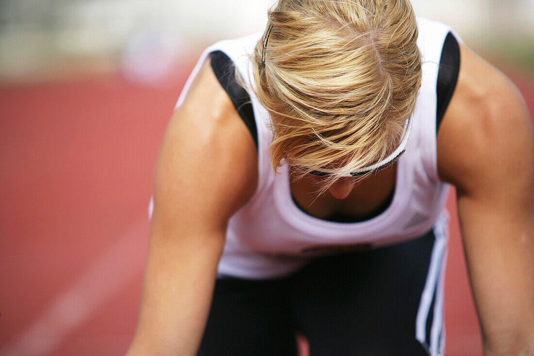 Woman in starting position, Carinthia, Austria