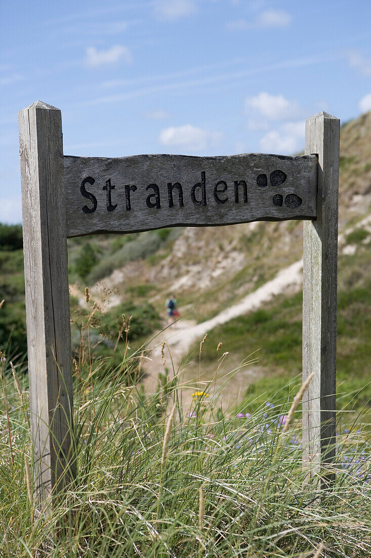Til Stranden Beach Sign, Henne Strand, Central Jutland, Denmark