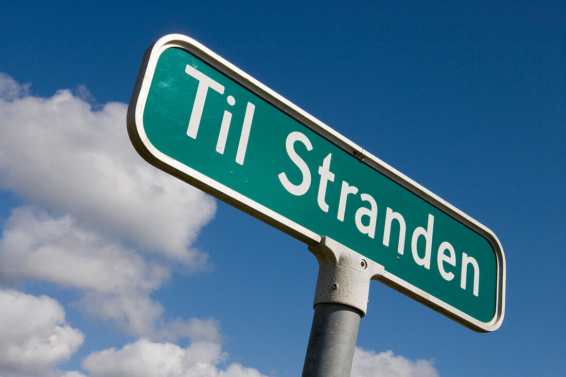 Til Stranden Beach Sign, Henne Strand, Central Jutland, Denmark