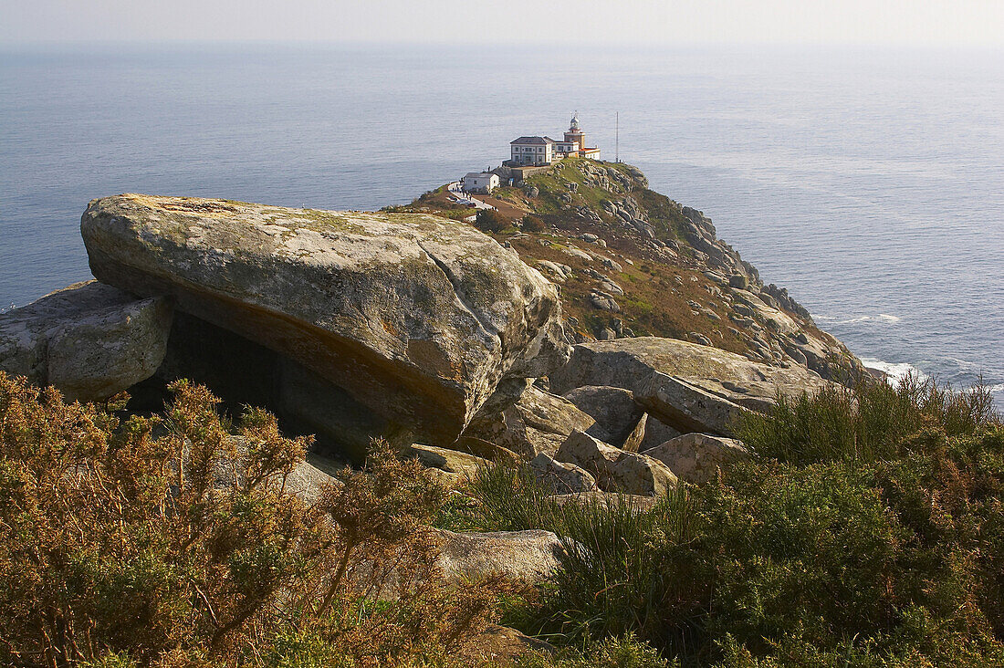 Coastal landscape, the most western point of Iberia, Cabo Finisterre, with lighthouse, Costa da Morte, Galicia, Spain