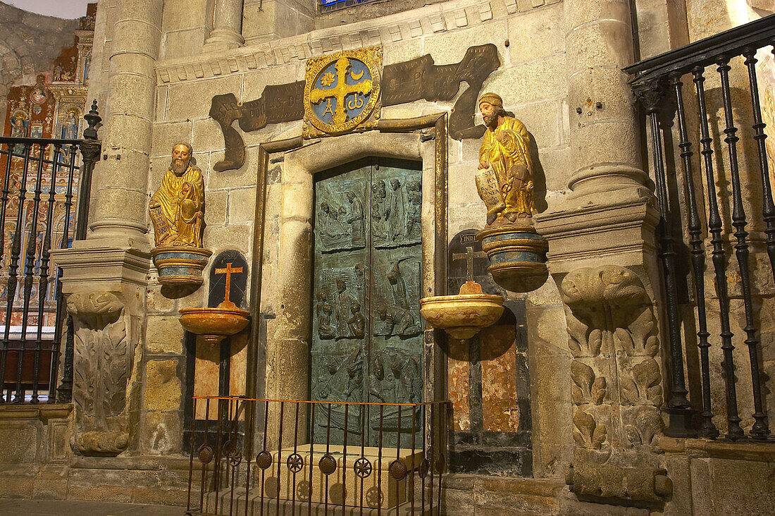 Inside Puerta Santa, Puerta del Perdon, of cathedral, Catedral de Santiago de Compostela, Santiago de Compostela, Galicia, Spain