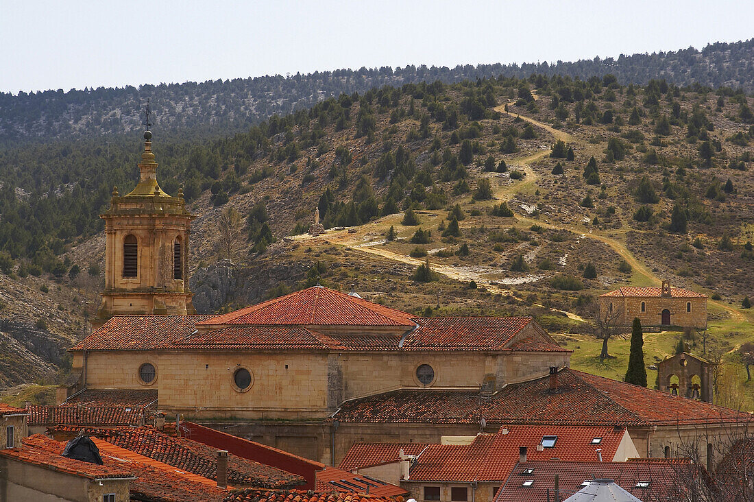 Benedictine monastery, Santo Domingo de Silos and landscape, Castilla Leon, Spain