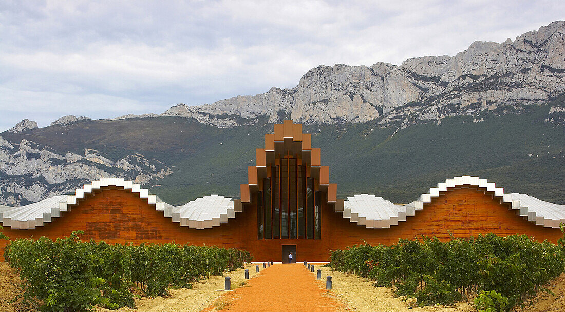 Bodegas Ysios from architect Santiago Calatrava, near Laguardia, País Vasco, Euskadi, Spain