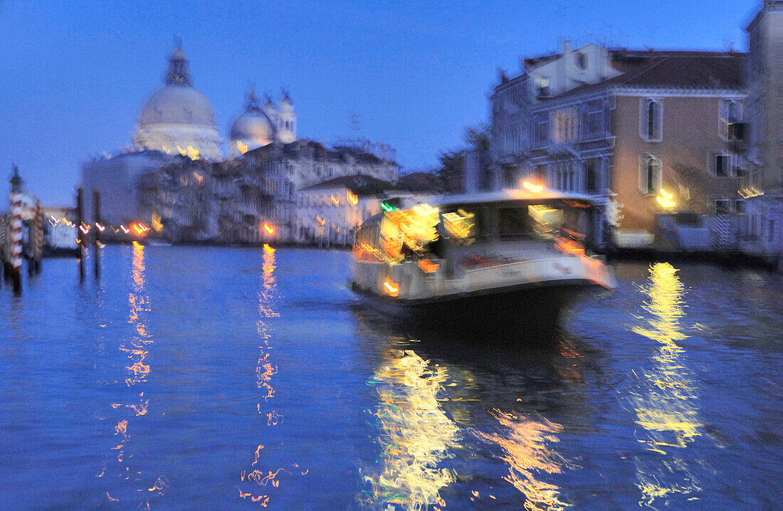 Italy, Veneto,Venice, Canal Grande, Vaporetto, Santa Maria della Salute Church