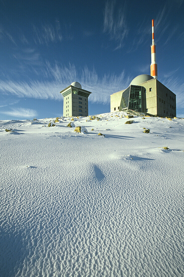 Verschneiter Brockengipfel, Schierke, Harz, Sachsen-Anhalt, Deutschland