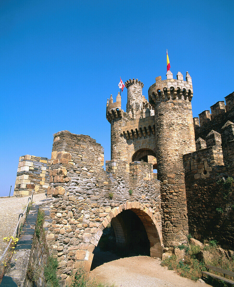 Ruins of Templar castle, 12th - 13th century. Ponferrada. León province. Spain