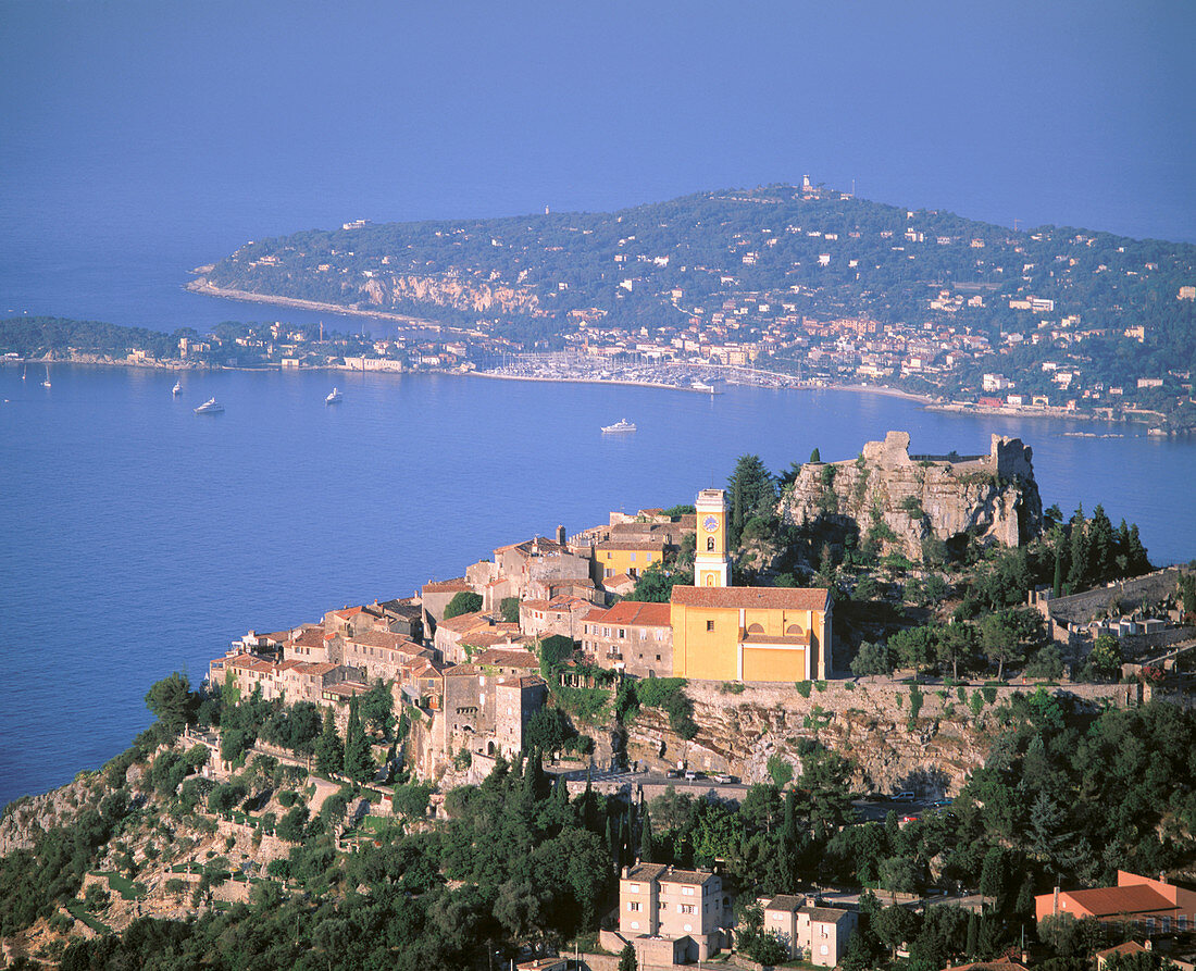 Eze and Cap Ferrat in background. France