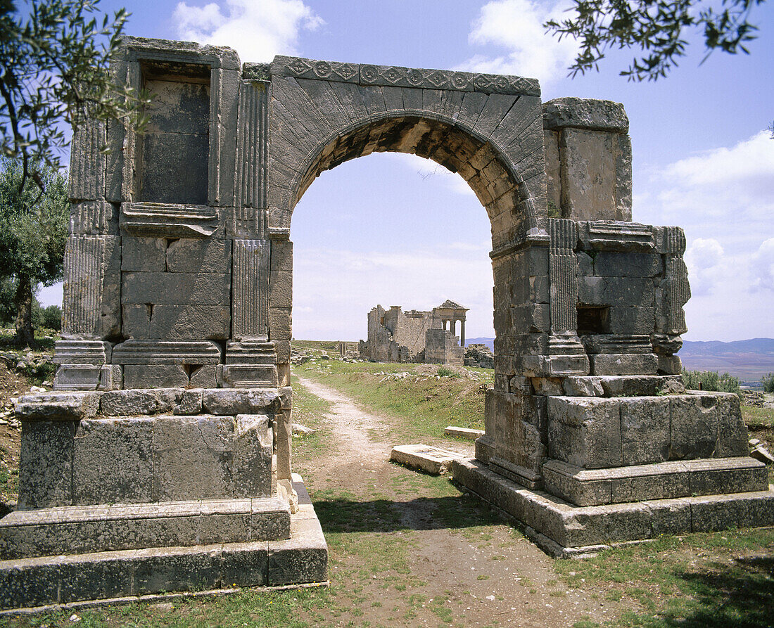 Arch of Septimius Severus, Roman ruins. Dougga. Tunisia