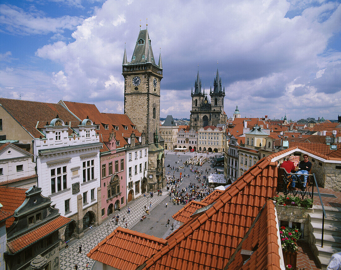 Old Town Square, Old Town Hall and Tyn church. Prague. Czech Republic
