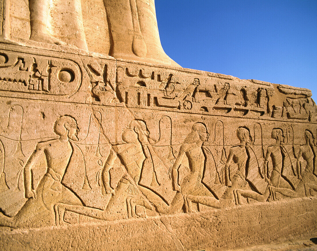 Relief at Temple of Ramses II. Abu Simbel. Egypt