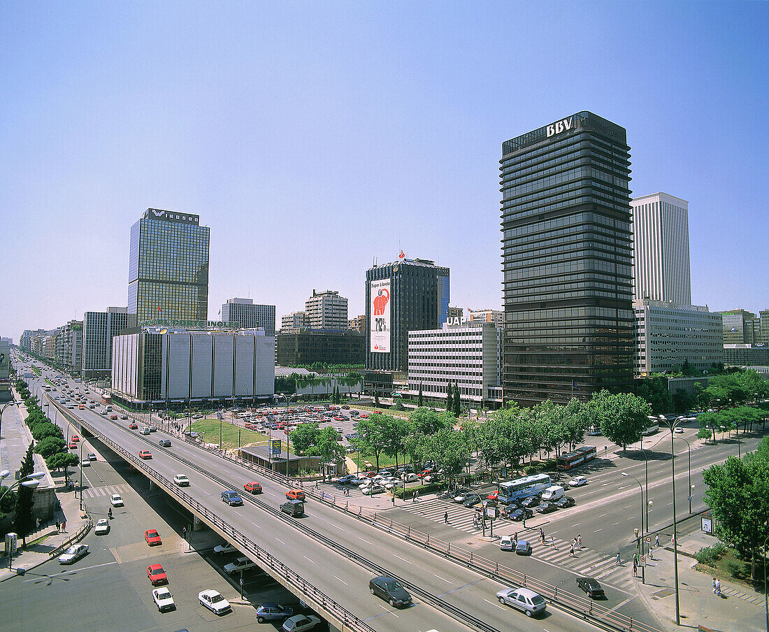 Paseo de la Castellana avenue. Madrid. Spain