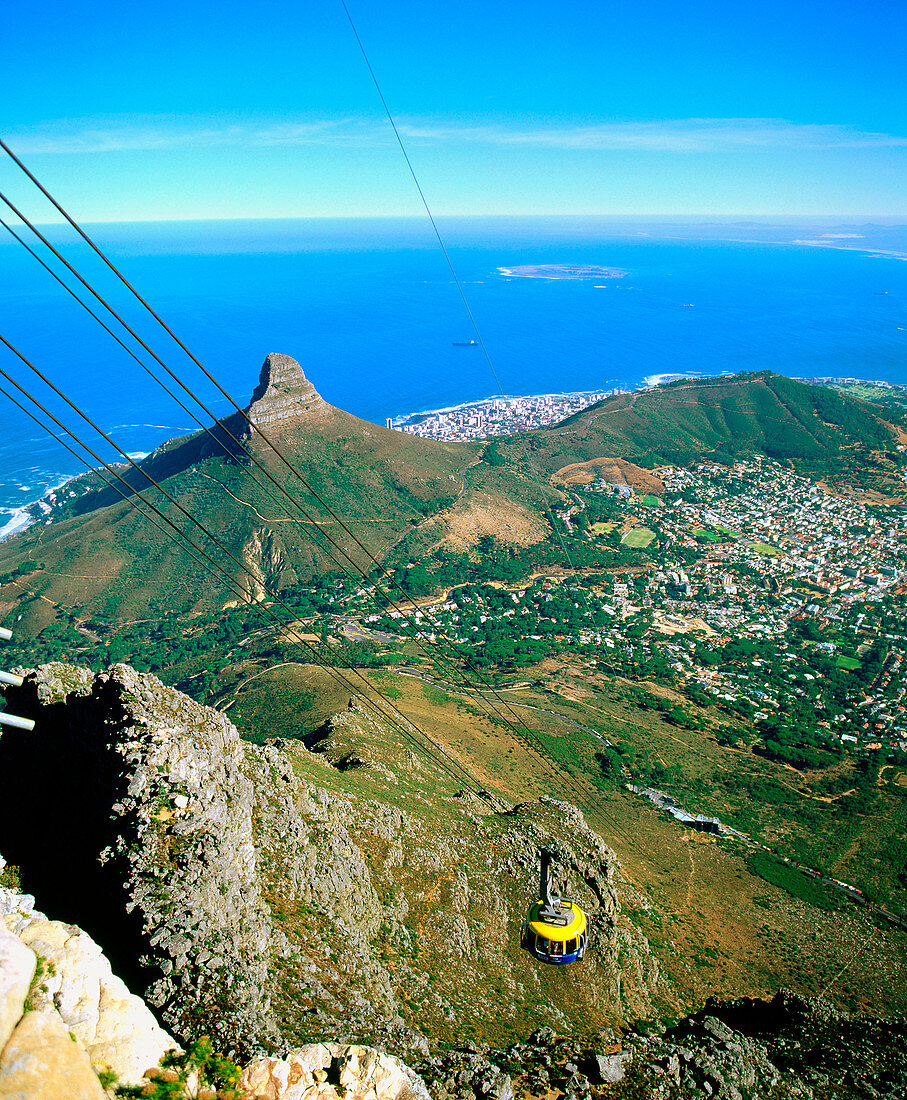 View of Cape Town and Lion s Head Mountain from above. South Africa