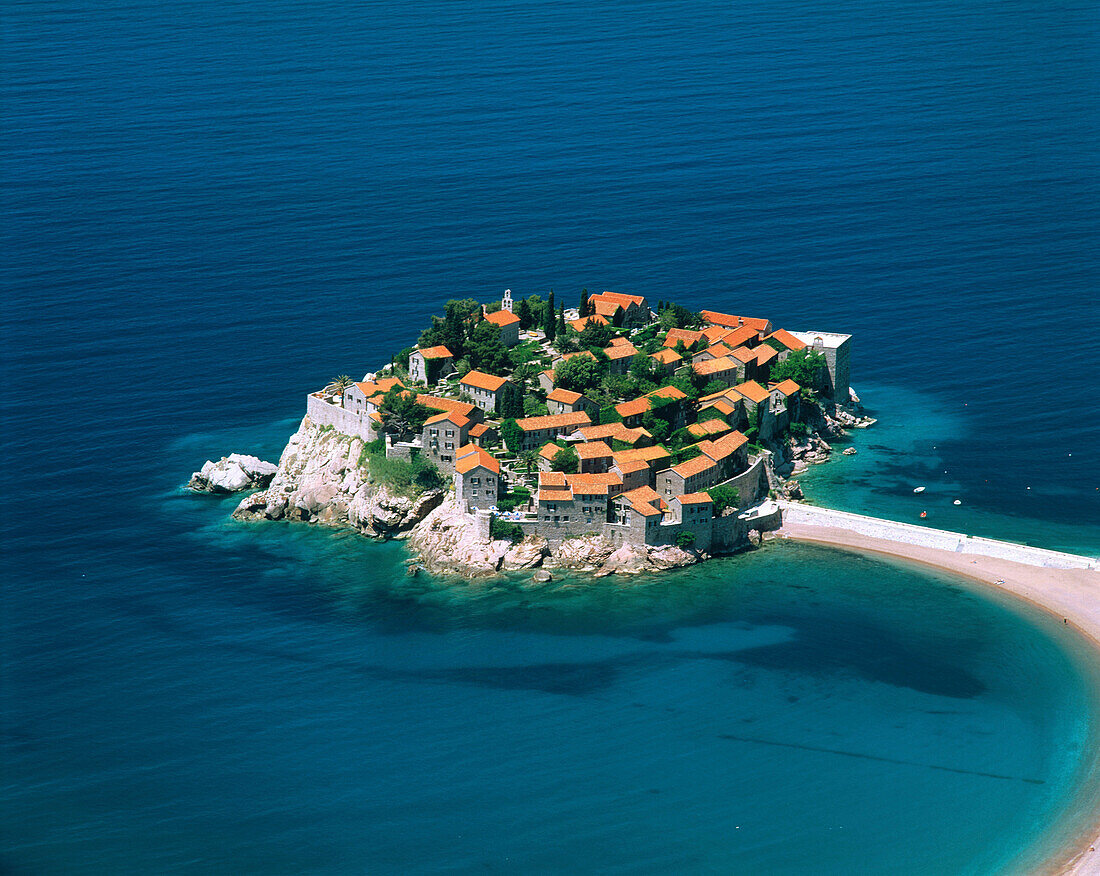 Sveti Stafan City in the Adriatic coast. Montenegro