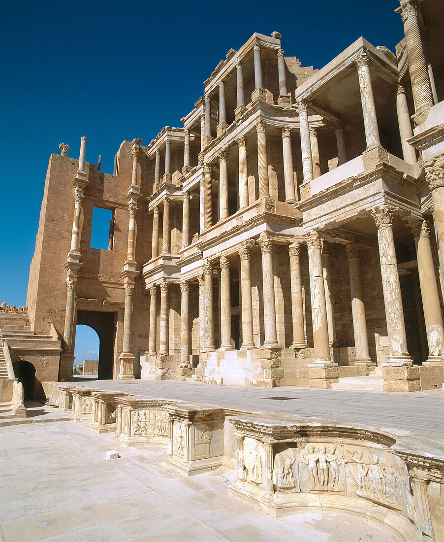 Roman theatre, ruins of the ancient city of Sabratha. Libya