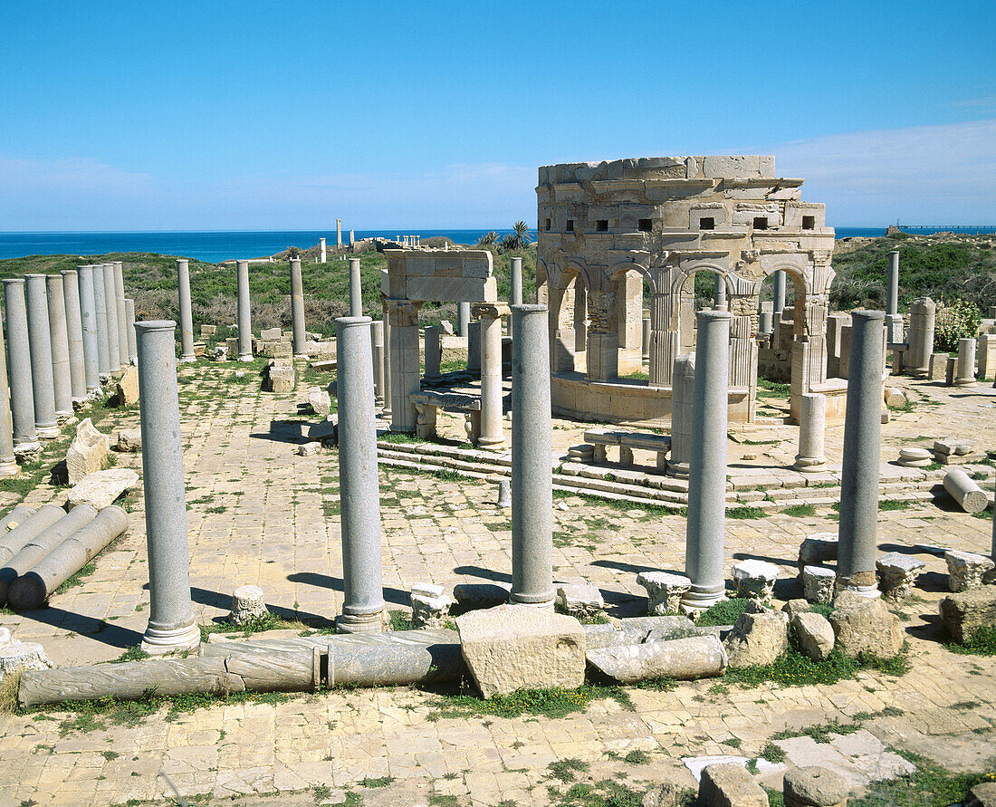 Theatre, Roman ruins of Leptis Magna. Libya