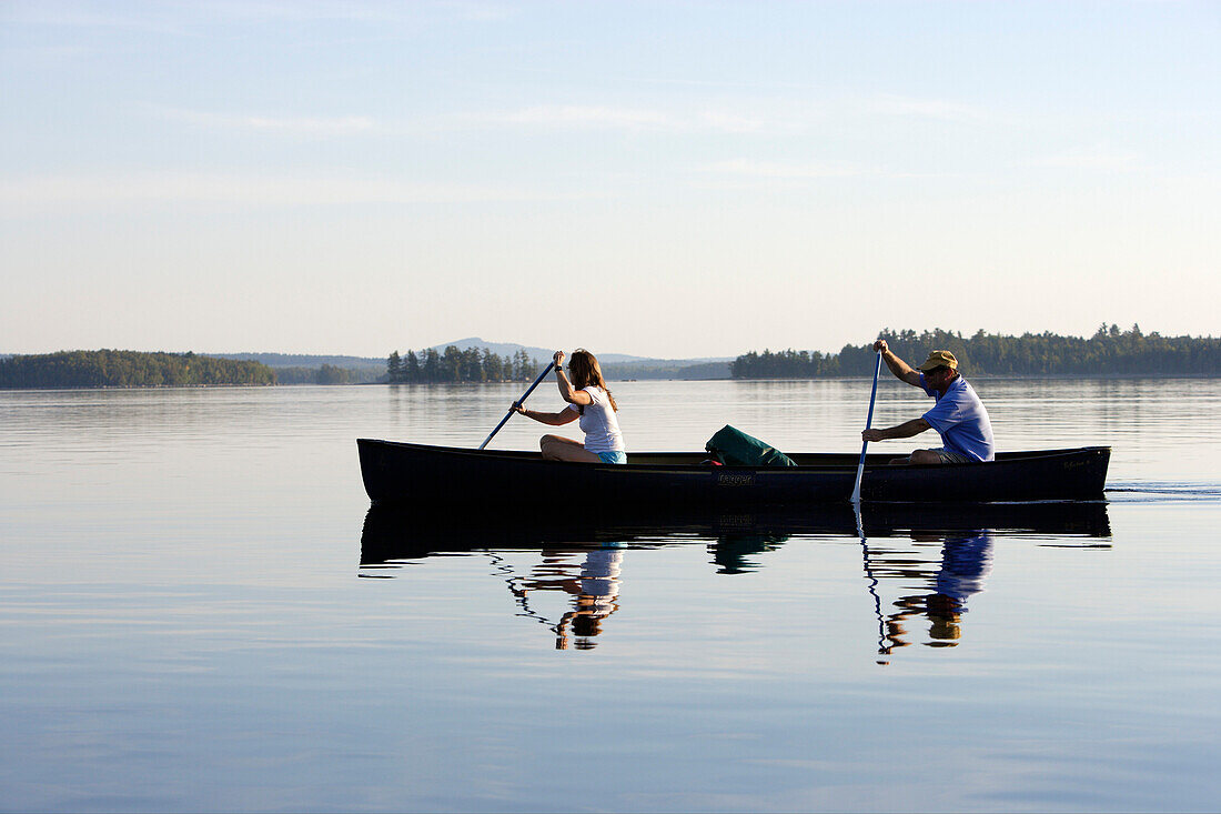 Canoeing on Penobscot River, Maine, ,USA