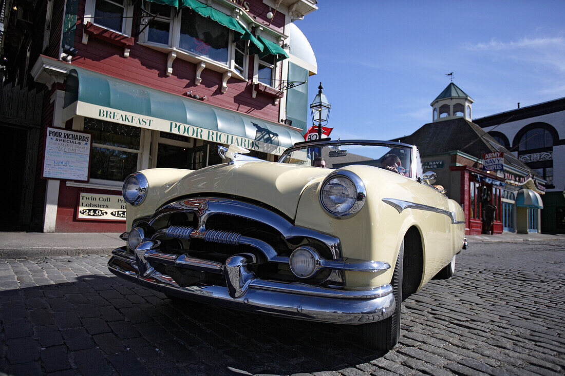 Classic car in Thames street in Downtown Newport, Rhode Island, ,USA