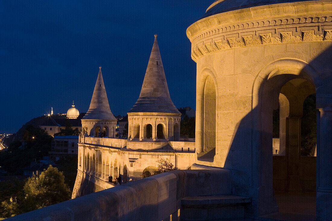 Fishermen's Bastion at Night, Buda, Budapest, Hungary