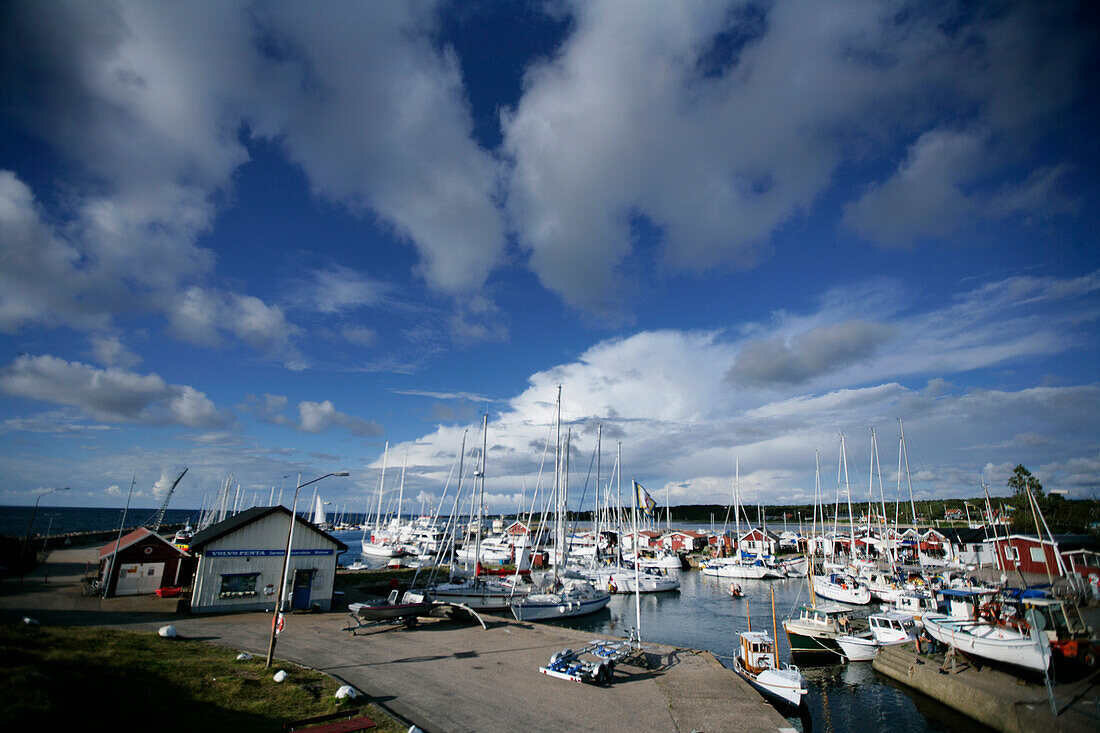 View of Torekov village and harbour, Torekov, Skane, Sweden