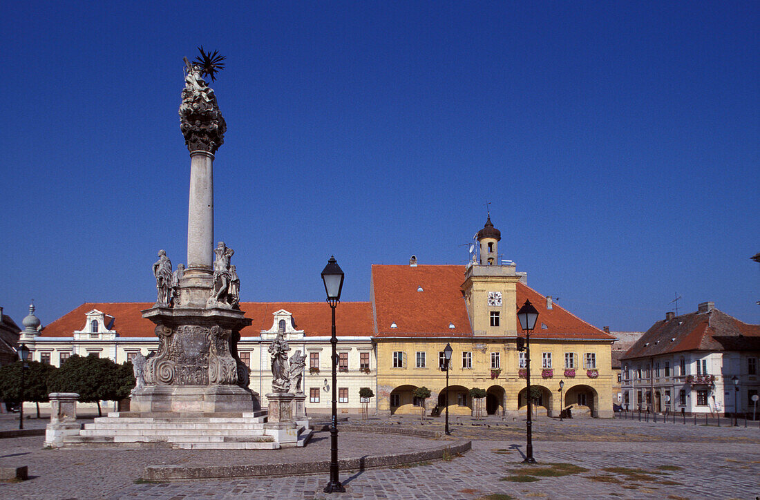Trg svetog trojstva Place of the Holy Trinity with Holy Trinity Column, Austrian Fortress, Tvrda, Osijek, Slavonia, Croatia