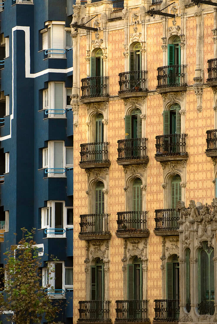 House facades, Travessera de Dalt, Barcelona, Spain