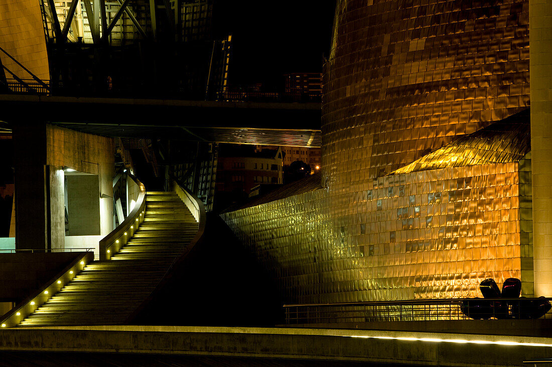 Guggenheim Museum at night, Bilbao, Spain