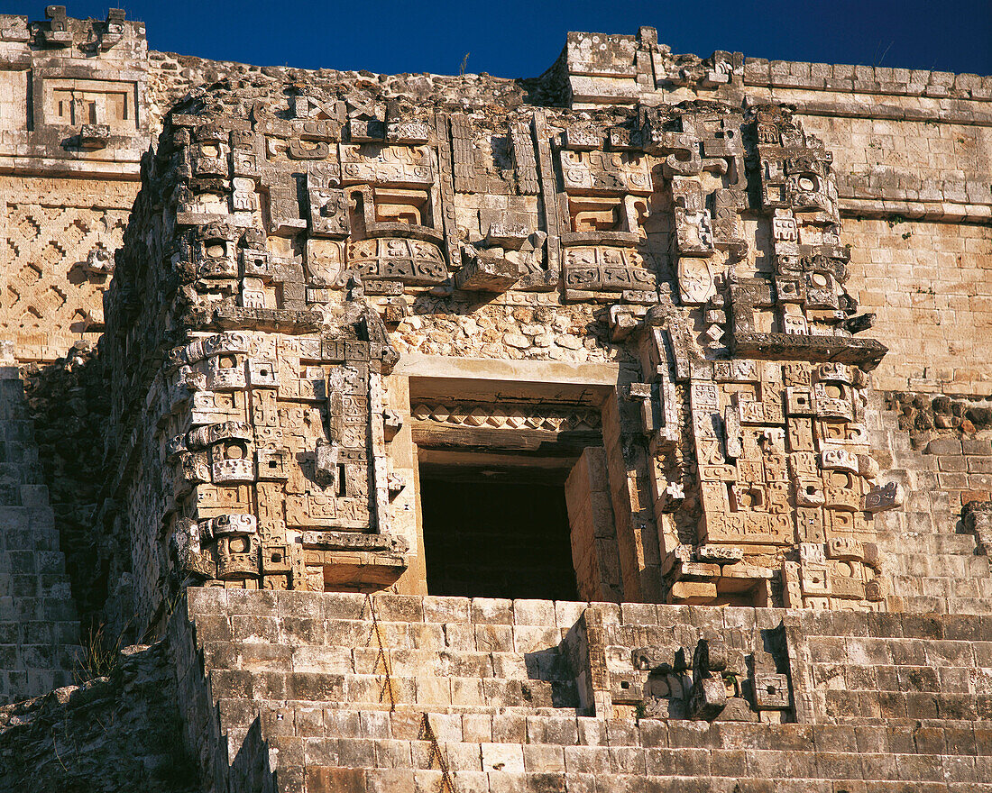 Door of the Pyramid of the Magician. Uxmal. Mexico