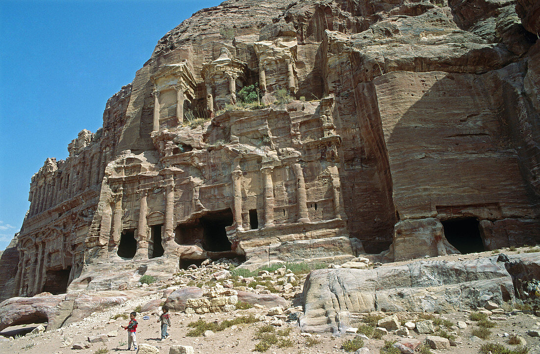 Corinthian tomb. Royal tomb. Al-Krubtha. Petra. Jordan.