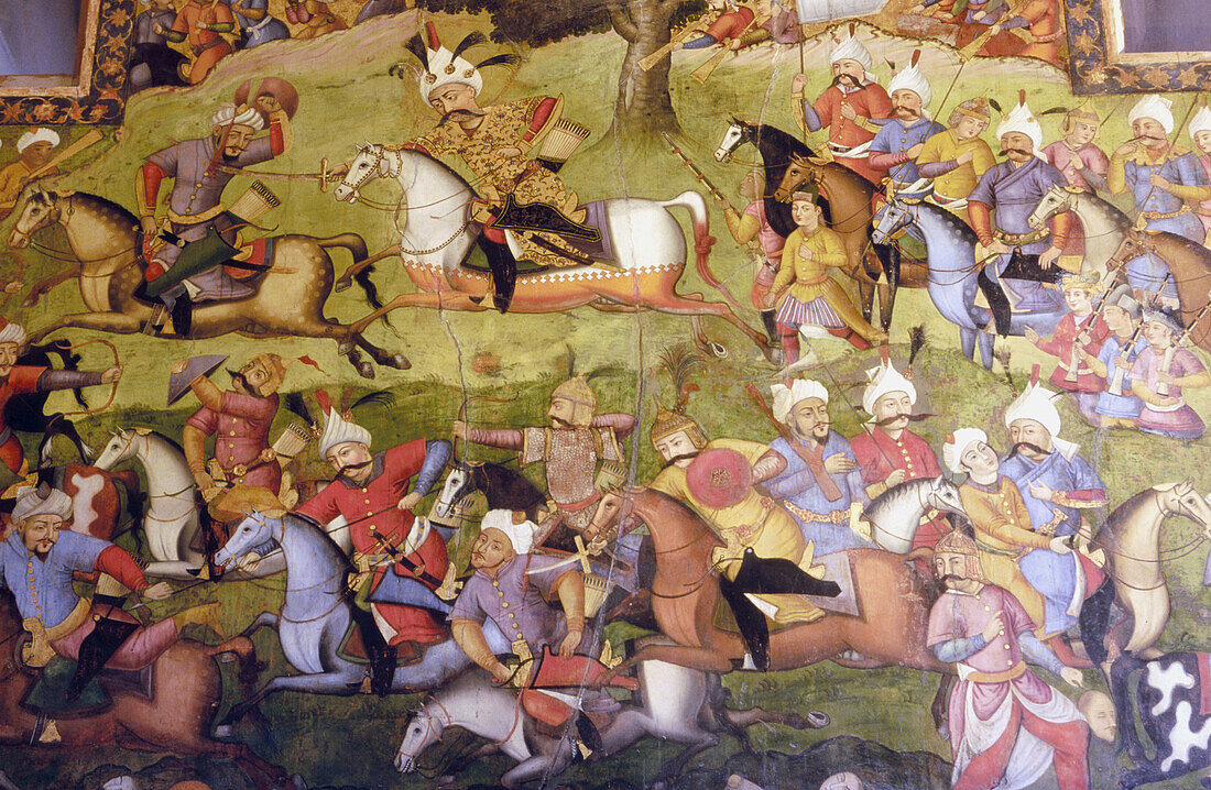 Battle of the Shah Ismail I and the Uzbeks. Chehel Sotoon Palace. Isfahan. Iran.
