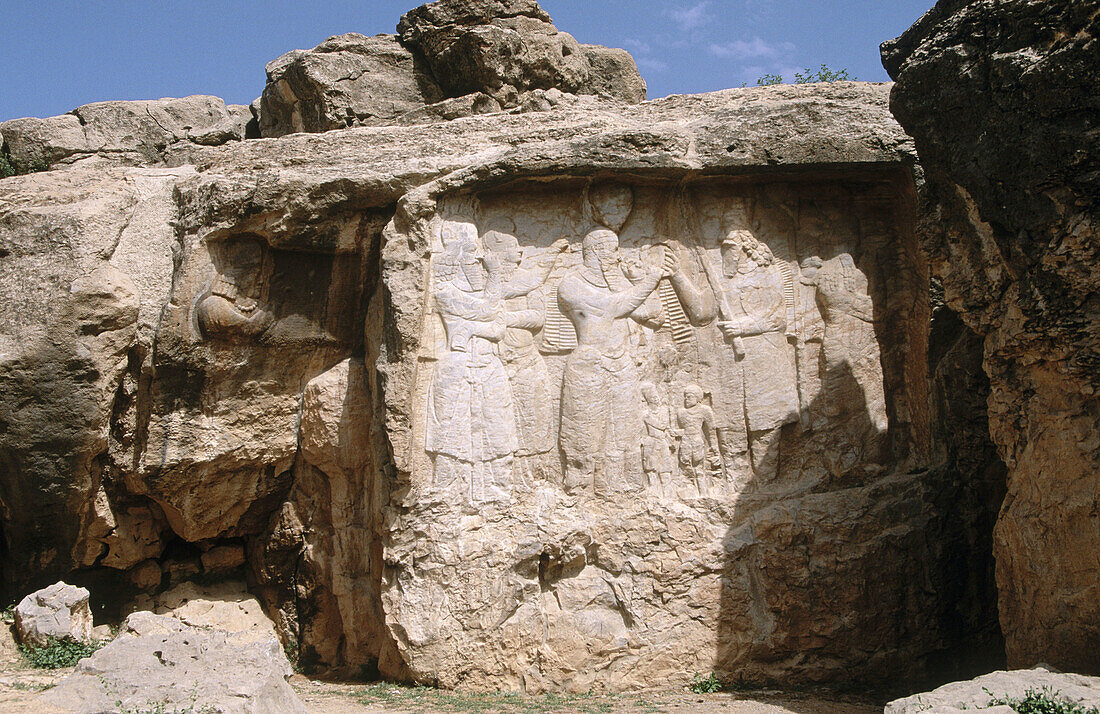 Sassanid period. Xerxes investiture relief (IIIrd century). Naqsh-E Rustam. Iran.
