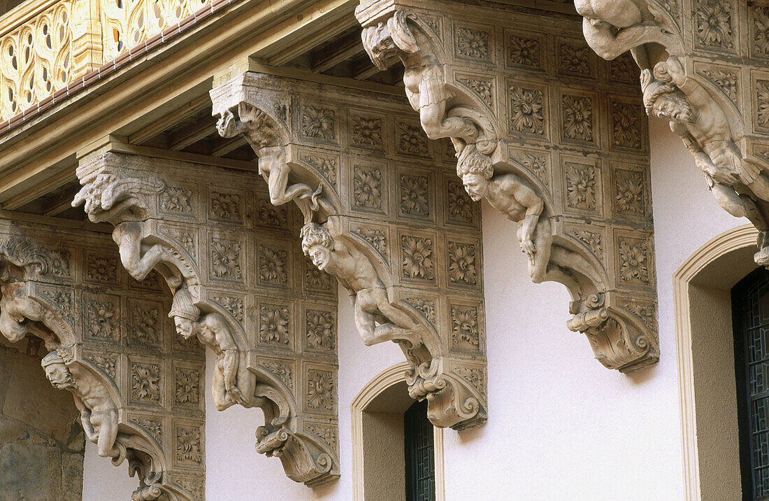 Brackets in the courtyard of Colegio de Fonseca palace. Salamanca. Spain