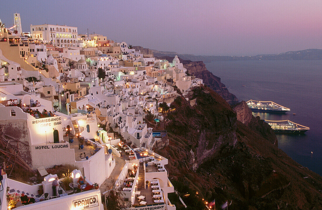 Sunset in the island of Santorini. Greece