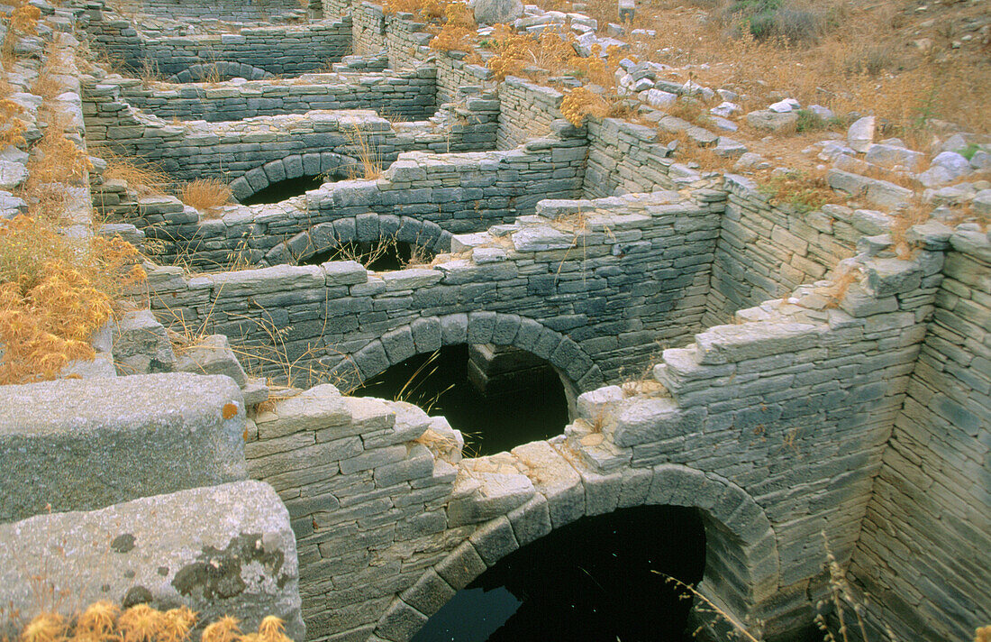 Ruins of underground cistern. Island of Delos. Greece.