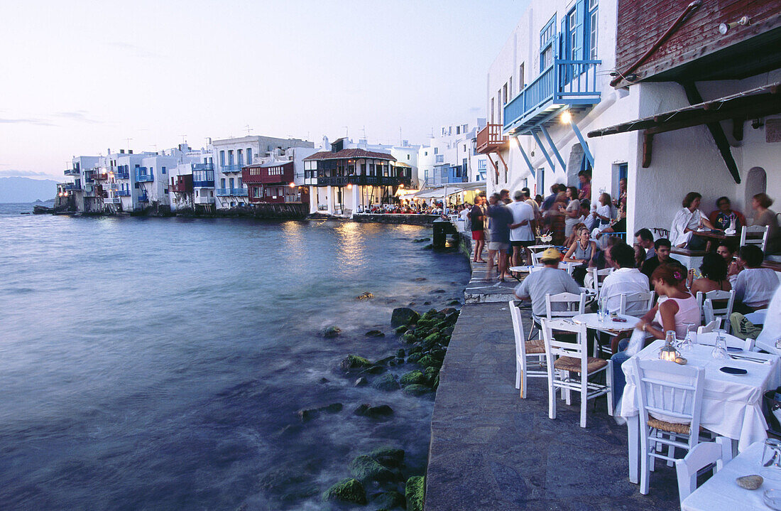 Restaurants in the quarter of Alefkandra. Mikonos. Greece