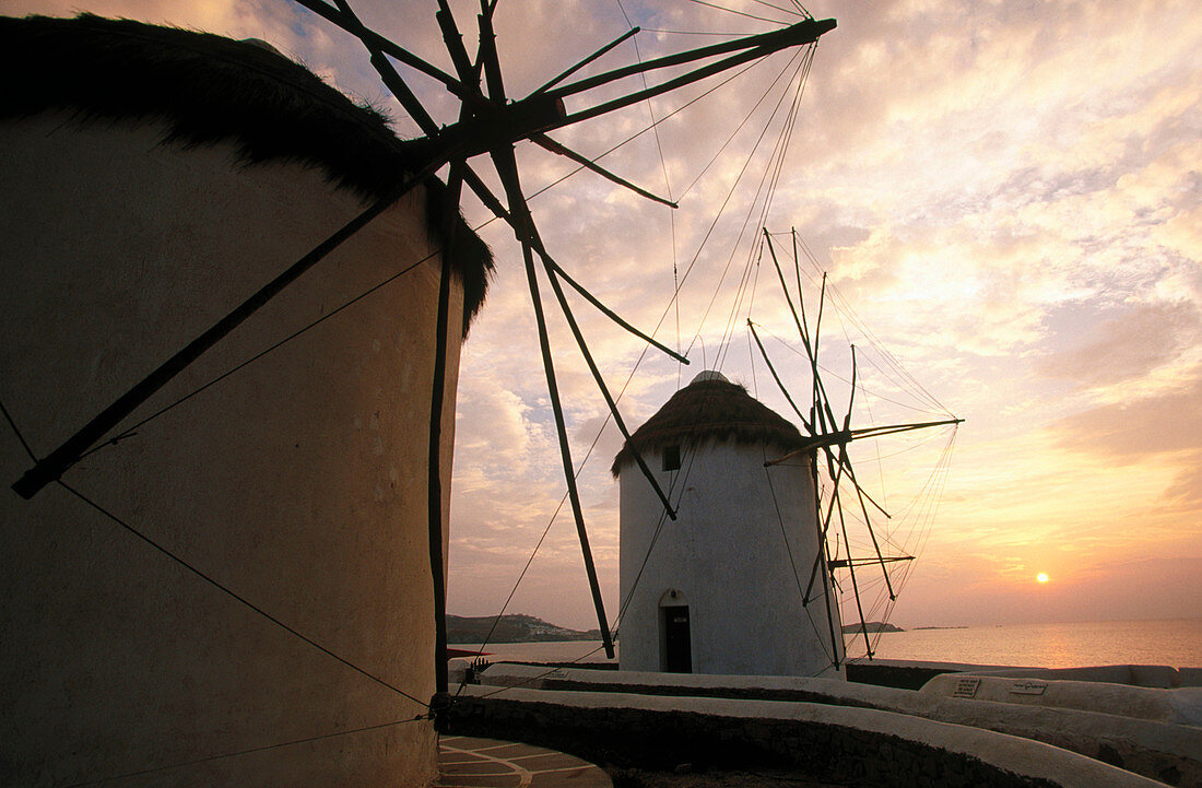 Windmills in Mikonos. Greece