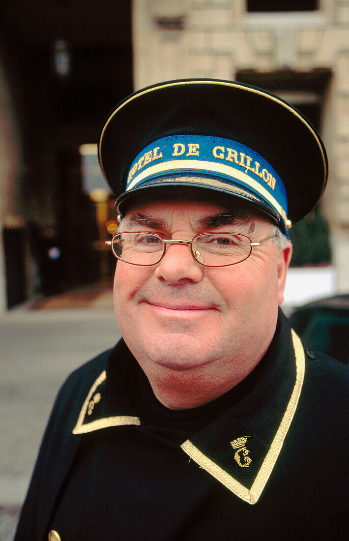 Porter of the Crillon Hotel in Plaza de la Concorde. Paris. France