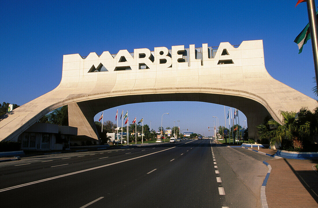 Entrance arch. Marbella. Malaga province. Costa del Sol. Andalucia. Spain