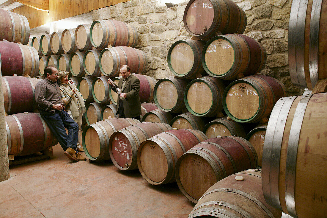 Visitors at winery, Bodegas Miguel Merino, La Rioja, Spain