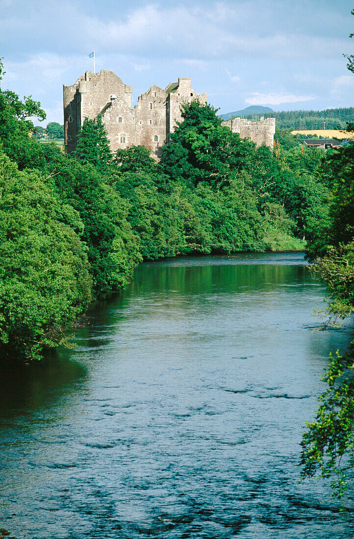 Teith River and Doune Castle. Doune. Stirlingshire. Scotland