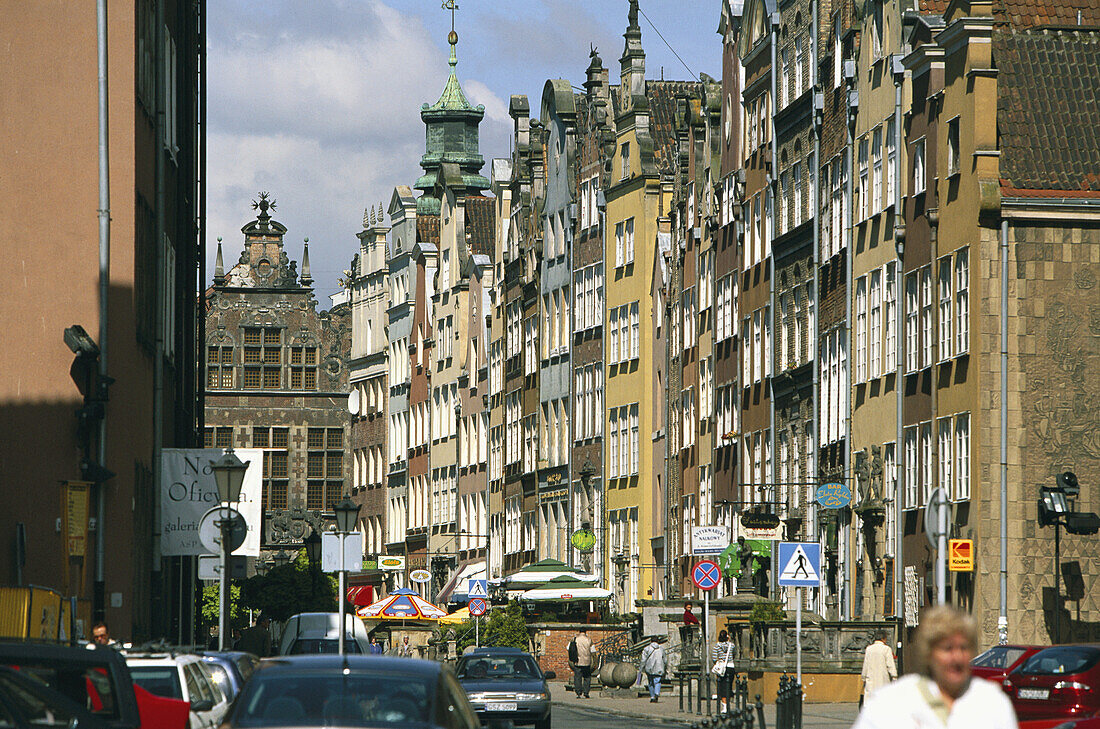 Piwna street with view to great armoury. Gdansk. Pomerania. Poland