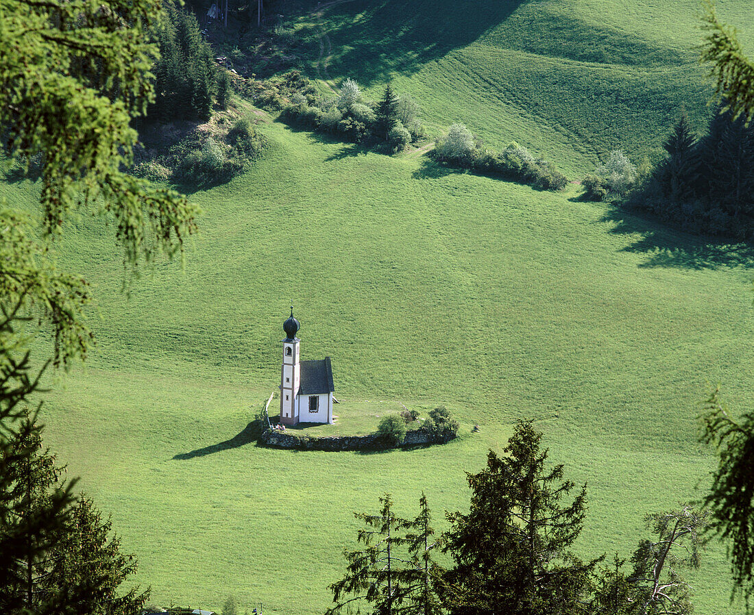 Santa Maddalena church, Dolomites. Italy