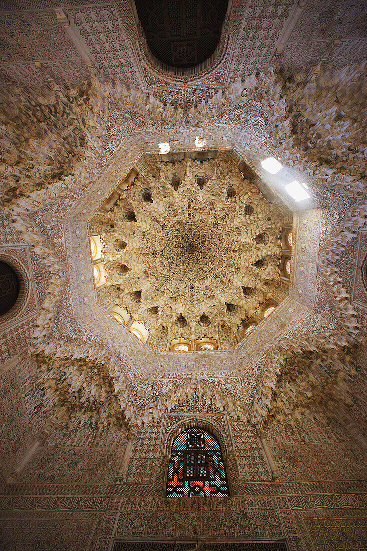 Dome of the Sala de las Dos Hermanas (Hall of the Two Sisters), Alhambra. Granada. Andalusia, Spain