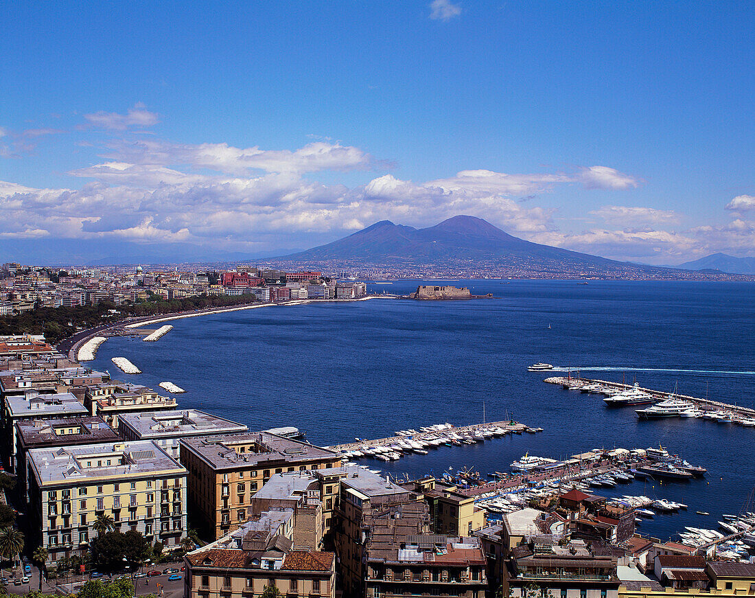 Naples with Mount Vesuvius in background. Campania, Italy