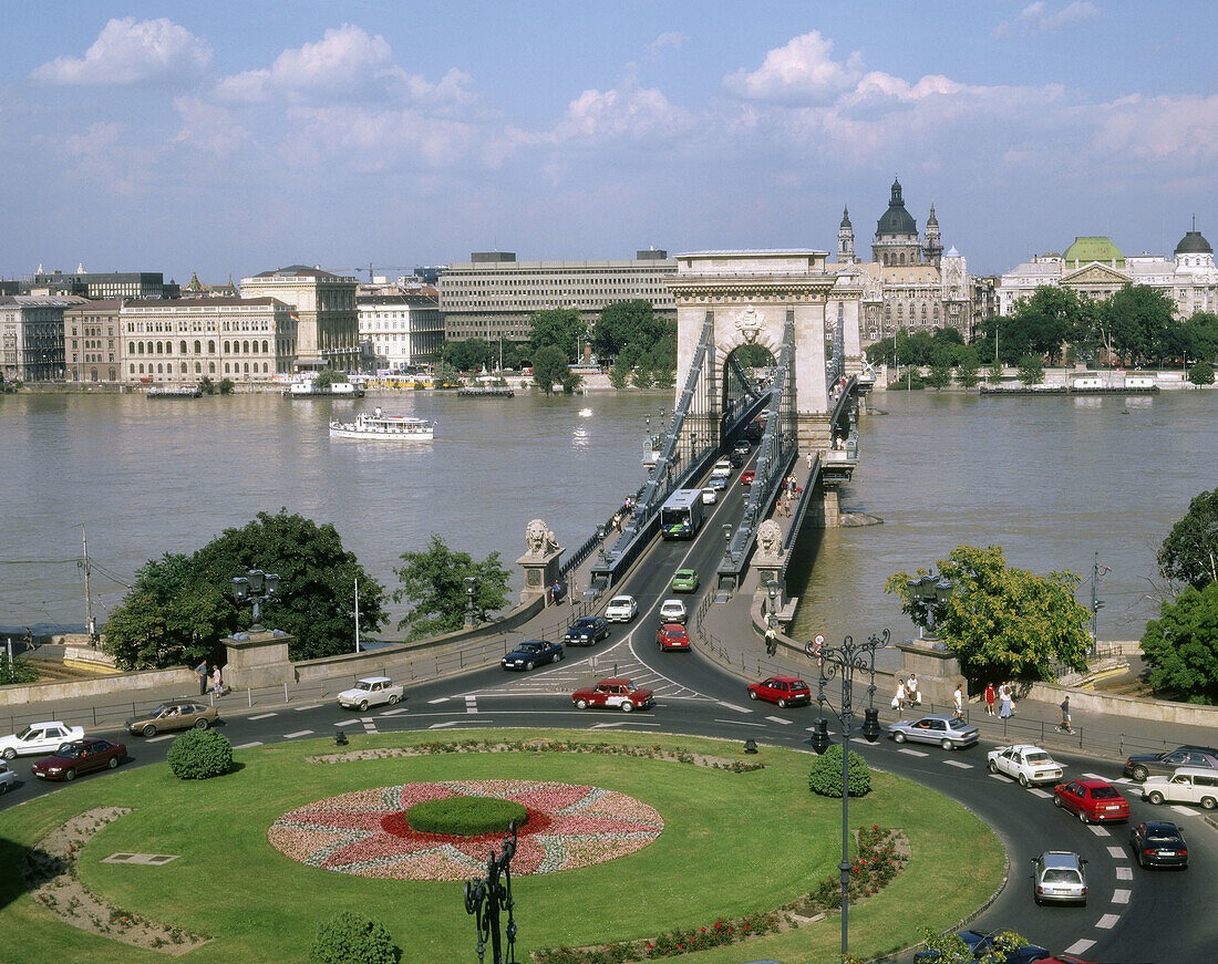 Chain Bridge. Danube River. Budapest. Hungary.