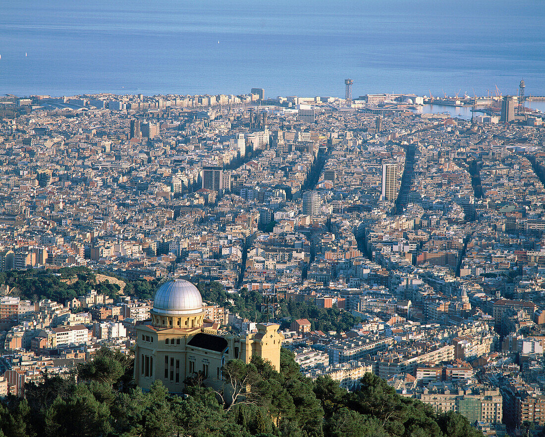 The city of Barcelona, with the Fabra Observatory. Spain