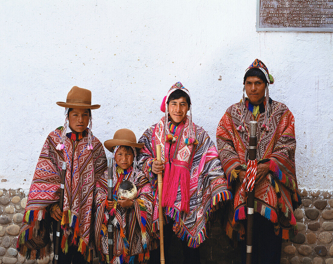 Indian men. Inca Sacred Valley. Pisac. Peru