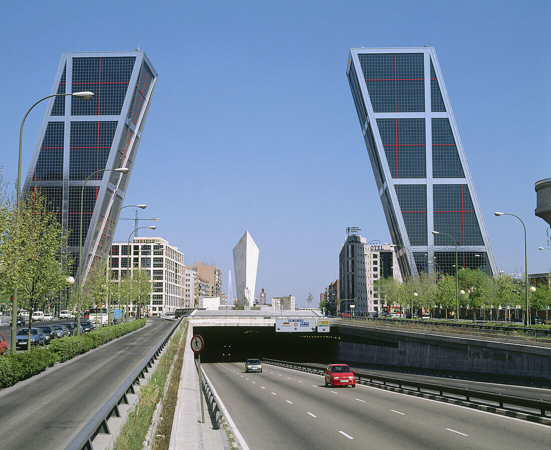 Kio Towers in Castilla Square, Madrid. Spain