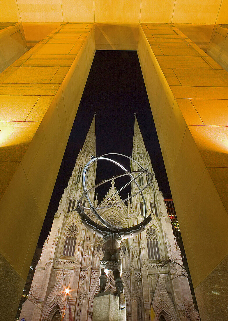 Rockefeller Center and St. Patricks Cathedral. New York City. March 2006. USA.