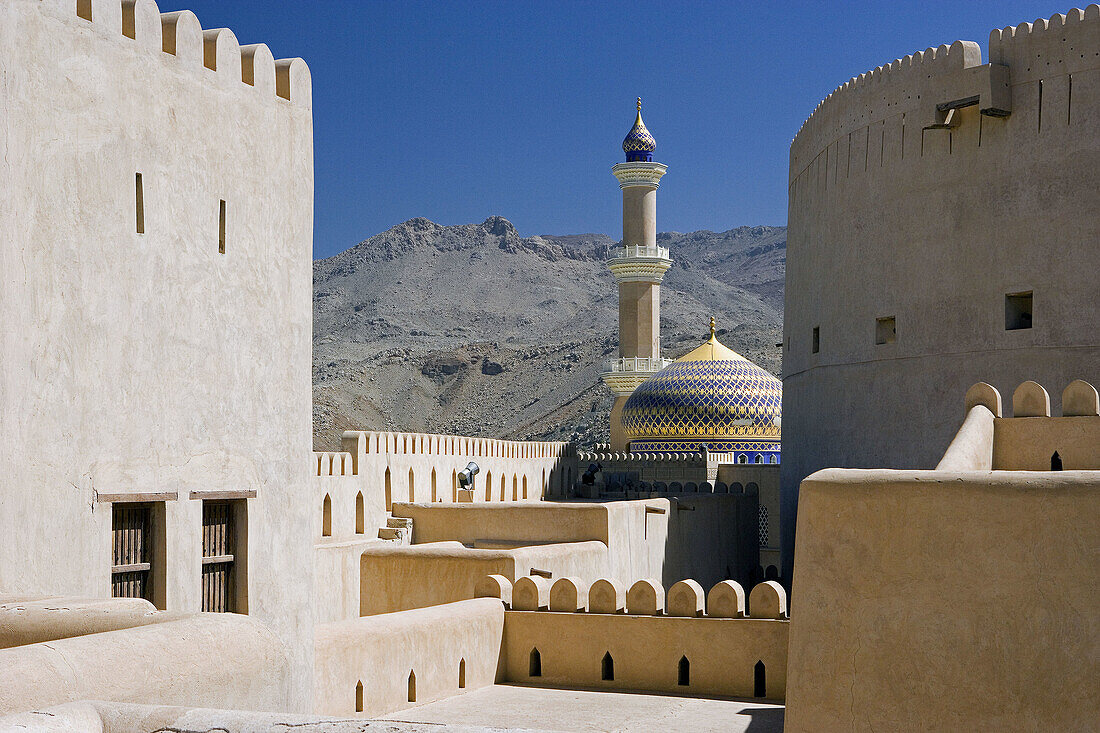 Oman. Nizwa City. Nizwa Fort and Main Mosque